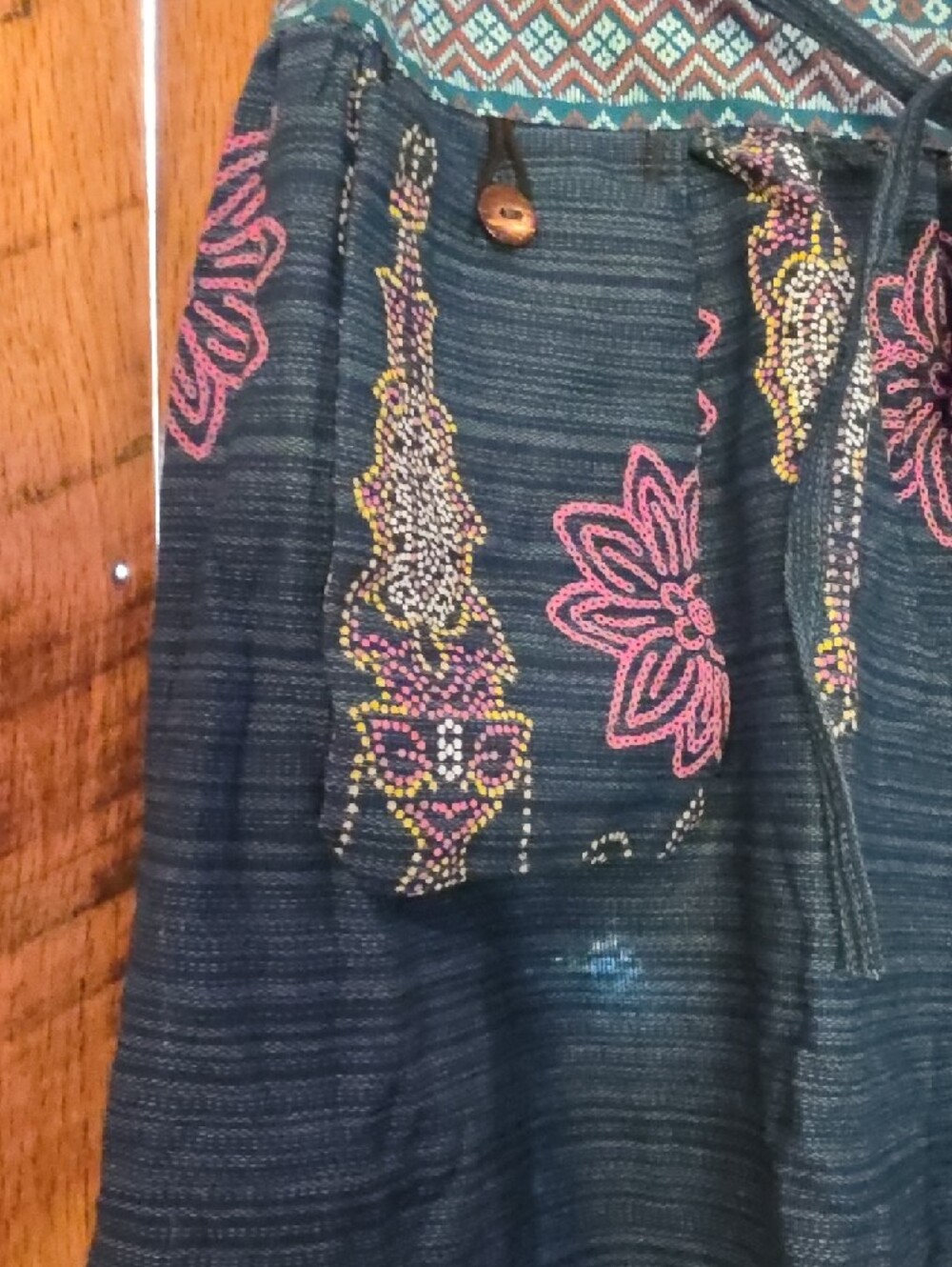 027p Boho Indigo Floral Print Harem Pants - Picture 6 of 9